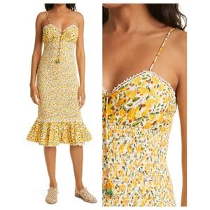 FARM RIO Cashew Smocked Midi Sundress (M)